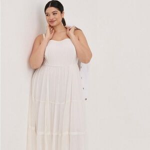 Torrid 2X Elegant White and Gold Striped Boho Romantic Country Midi Dress NWT